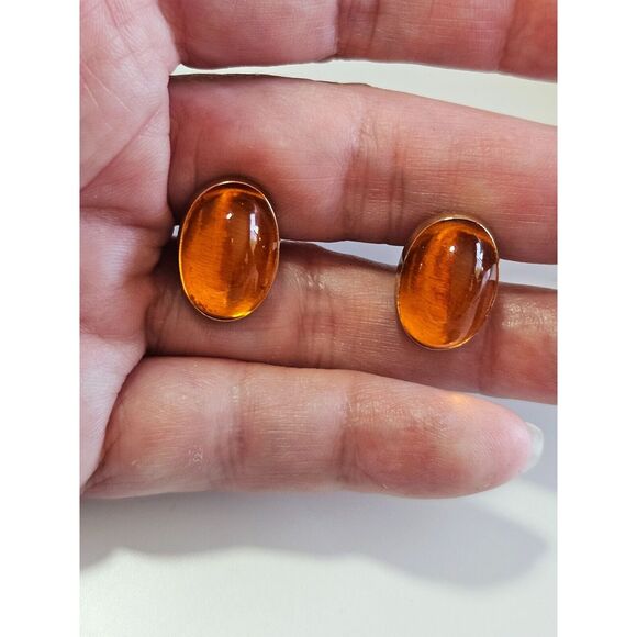 Hickok vintage gold tone and orange cufflinks - Picture 1 of 9